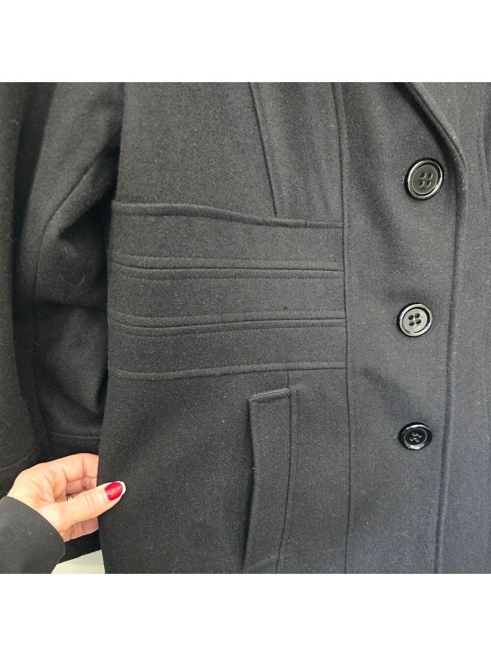Worthington Women's Black Wool Coat Size XL - Picture 4 of 16
